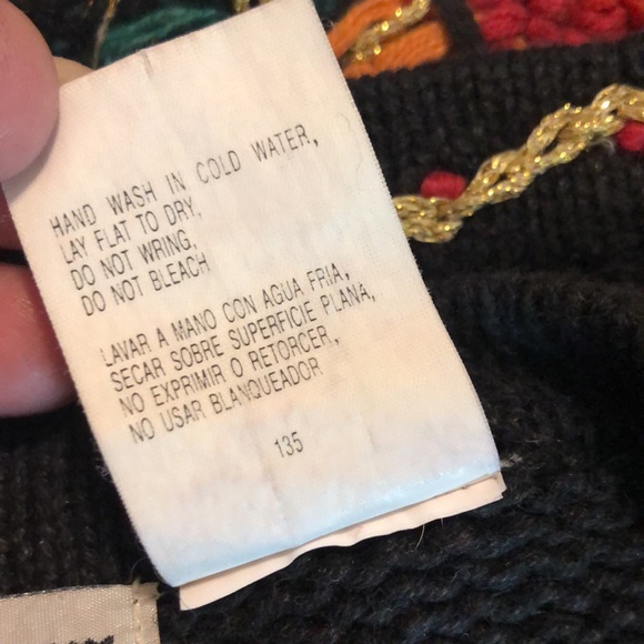 Vintage ERIKA II HandKnit 3X Cotton Ramie Holiday Sweater Poinsettia Holly NEW - Picture 14 of 16